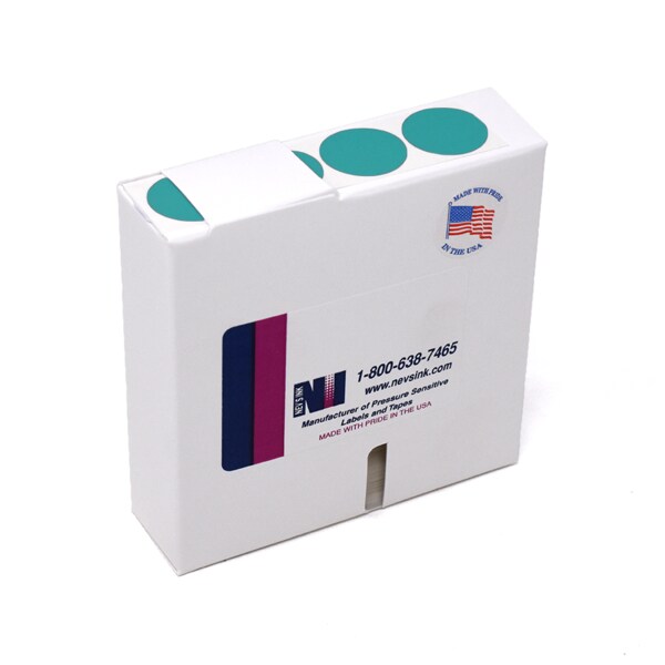 1-1/4" Color Coding Dots Aqua - Roll Form